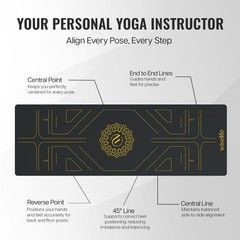 Yoga Mat Sleek Yoga mediation Strap Non-Slip Textured Extra Wide & 6MM black