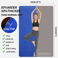 Extra Thick Non-Slip TPE Yoga Mat 6’X4′ for Pilates & Home Workouts
