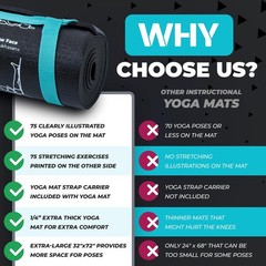 Instructional Yoga Mat with Carrying Strap: Cute Yoga Mat with 75 Illustrated…
