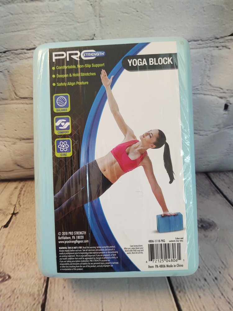 PRO-Strength Yoga Exercise Aqua Blue Foam Block 3″x 6″x 9″ New In Shrink Wrap