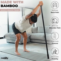 5Ft Yoga Stick Made from Natural Bamboo – Stretching Stick for Mobility, Balance