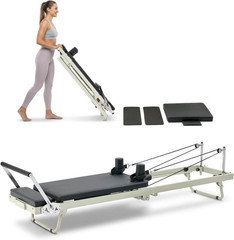 Foldable Pilates Reformer for Home Gym, 4 Resistance Springs, 400 LBS Capacity