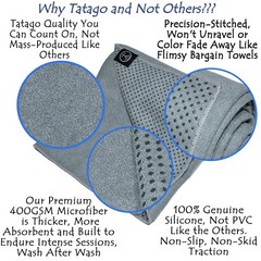 Yoga Towel with Silicone Grip. Non Slip Hot Yoga Mat Towel by Tatago