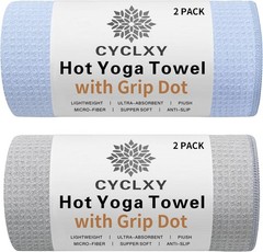2 Pack Hot Yoga Towel with Grip Dot,Stickyfiber Yoga Mat Towels Non Slip for Hot