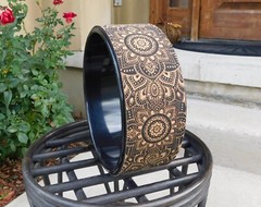 Cork Yoga Wheel by Yoga Design Lab (12.6 diameter), mandala black, New