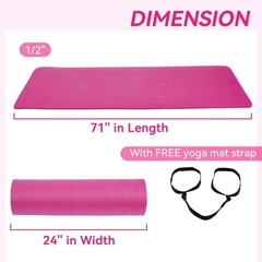 Fitvids Non-Slip Extra Thick 1/2-Inch High Density Anti-Tear Yoga Mat With Strap
