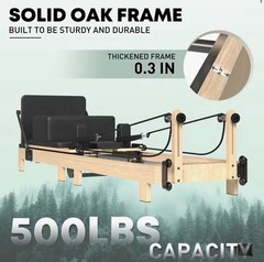 Pilates Reformer Machine, Wood Pilates Yoga Exercise Strength Equipment Home