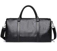 Leather Travel Duffle Bag for Men, Woven Carry On Weekender Overnight Bags fo…