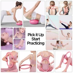 Pilates Ring Kit,Pilates Equipment Accessories,Home 14 Count(Pack of 1), Pink