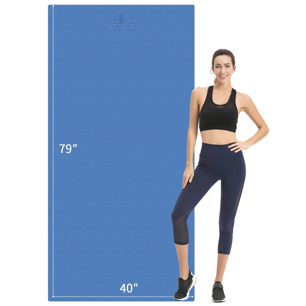 Extra Long TPE Yoga Mat 79″ x 40” x 1/2″ Thick Non-slip Exercise Mat for Home…