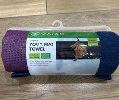 Gaiam Grippy Yoga Mat Towel Non-Slip Full-Size 24×68 Purple Blue Polyester Nylon