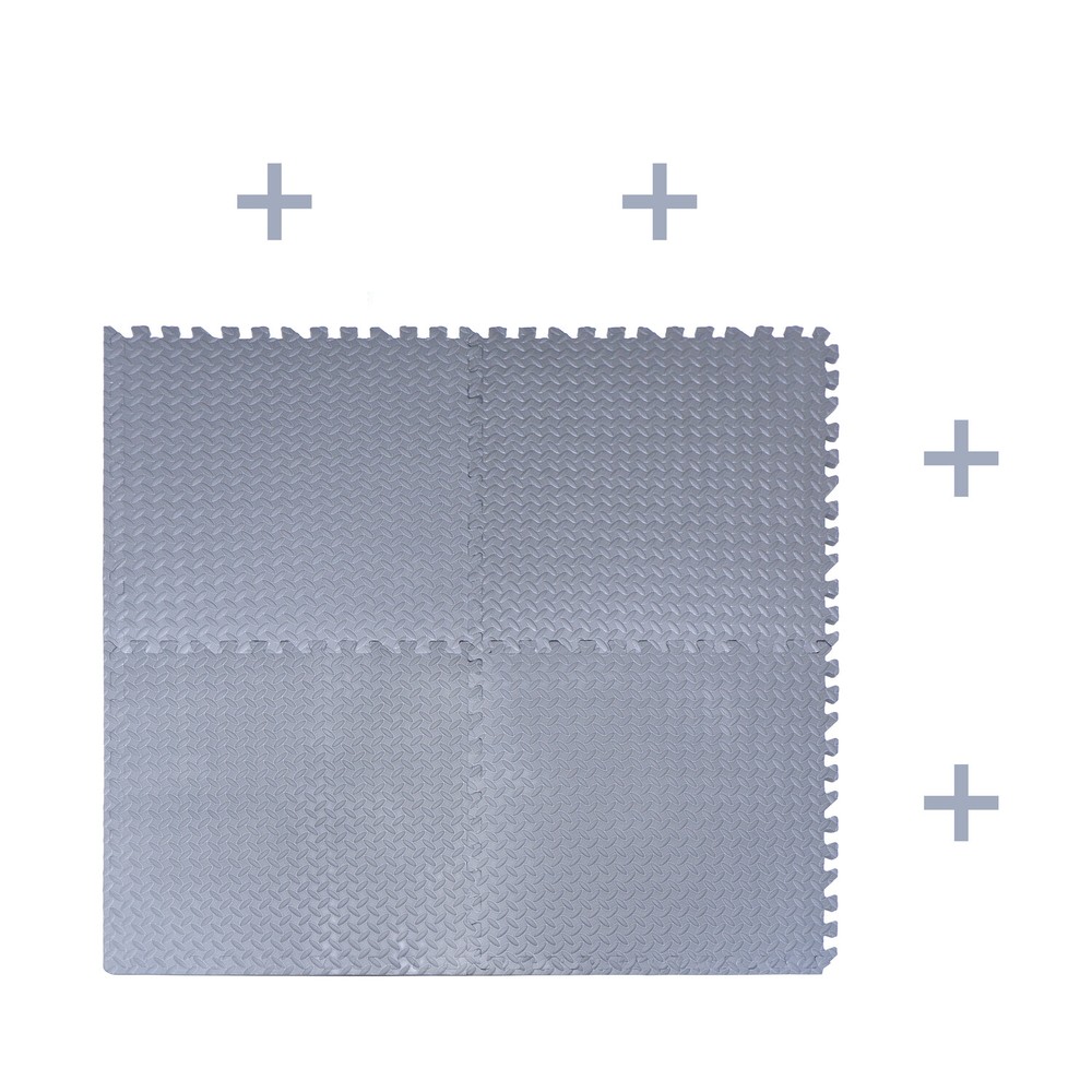 Exercise Mat EVA Foam Interlocking Tiles Gym Flooring Fitness Yoga Workout Gray