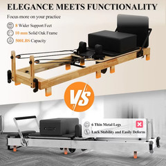 SYEDEE Wood Pilates Reformer Machine Home Workout Yoga Strength Training Bed