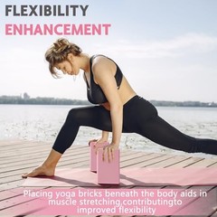 Yoga Blocks, Soft Non-Slip Surface Premium Foam Blocks, 9″x6″x3″ pink-1 Pack