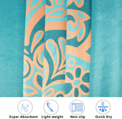 Yoga Towel with Corner Pockets, Non Slip Grip Dots Absorbent Hot Yoga Mat Towels