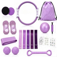 Purple TPE Pilates Kit for Home Workout, Complete Set with Pilates Ring, Resi…