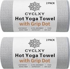2 Pack Hot Yoga Towel with Grip Dot，Stickyfiber Yoga Mat Towels Non Slip for Hot