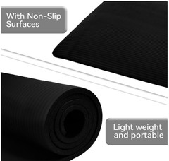 Black All Purpose Exercise Mat Thick Non Slip Gym Yoga Pilates Fitness