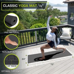 ProsourceFit Classic Yoga Mat 1/8” (3mm) Thick, Extra Long 72-Inch Lightwe
