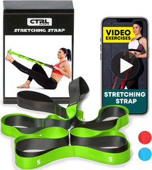 Stretching Strap with Loops – Non Elastic Stretch Band for Physical Therapy, Yog
