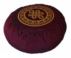 Meditation Cushion Zafu Pillow Buckwheat Fill Silkscreen “Endless Knot”
