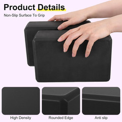 4 Pack Yoga Blocks 9 X 6 X 3 Inch Soft Eva Foam Lightweight Non Slip Yoga Props