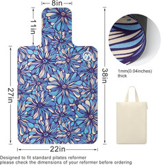 Non-Slip Pilates Reformer Mat Cover with Carry Pouch, 1mm Thick, Blue