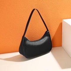 Shoulder Bags for Women Vegan Leather Hobo Sling Tote Handbag Retro Black