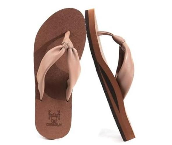 Womens Flip Flops With Arch Support Comfortable Yoga Mat Cushion Thong 8 Brown