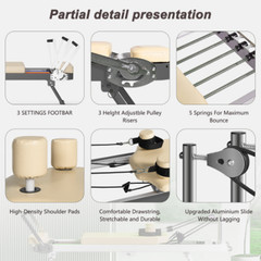 Pilates Reformer Machine For Home Gym Workout, Foldable Pilates Equipment