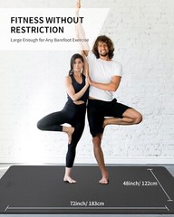 Large Yoga Mat – Extra Wide Workout Mat for Men and Women – 6’x 4′ – Black