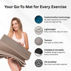 Foldable Yoga Exercise Mat, 6mm/8mm/10mm/12mm Thickness, 72 x 24 Inch – Light…
