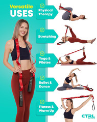 Stretching Strap with Loops – Non Elastic Stretch Band for Physical Therapy, Yog