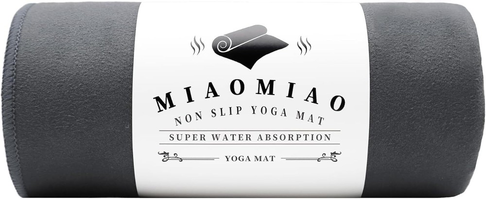 MIAOMIAO Non-Slip Hot Yoga Towel Set, Super Absorbent Microfiber Carbon Grey