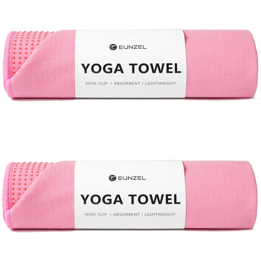 Eunzel 2 Pack Hot Yoga Towel Grip Dot Non Slip Yoga Mat Towe Sweat Absorbent