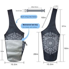 Yoga Mat Bag – Large Opening Long Tote Yoga Mat Carrier 37″x15.5″ Mandala