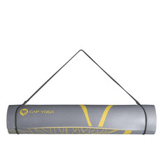 5mm Yoga Mat Reversible Non Slip Exercise Fitness Pilates Stretching Strap Grey