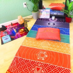 Chakra Meditation Mat 2-Pack Yoga Rug Beach Shawl Spiritual Reiki Decor 59″