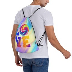 Love Volleyball Unisex Drawstring Backpack Bag Sport Gym Travel Swim Sackpack