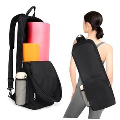 Yoga Mat Bag Carrier Side Mesh Zipper Pocket Exterior Wet Compartment Black