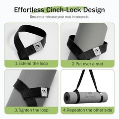 Adjustable Yoga Mat Carrier Sling – Slim, Portable Strap Fits All Mats – Easy Ca