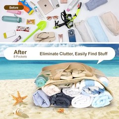 Waterproof Beach Bags for Women – Machine Washable Medium Beige (Light Yellow)