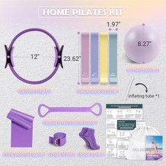 Pilates Ring Set for Women, 12″ Pilates Ring and Ball Set with Resistance Ban…