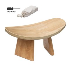 Ergonomic Wooden Meditation Bench for Seiza & Yoga Practice – Natural Portabl…