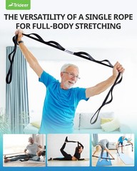 Durable Non-Elastic Stretch Strap for Yoga, Pilates & Home Workouts – 10 Loops