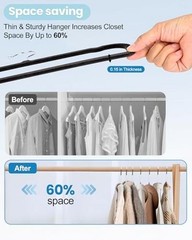 Velvet Pants Hangers with Non Slip Bar, 20 Pack Felt Trouser Hanger, Black