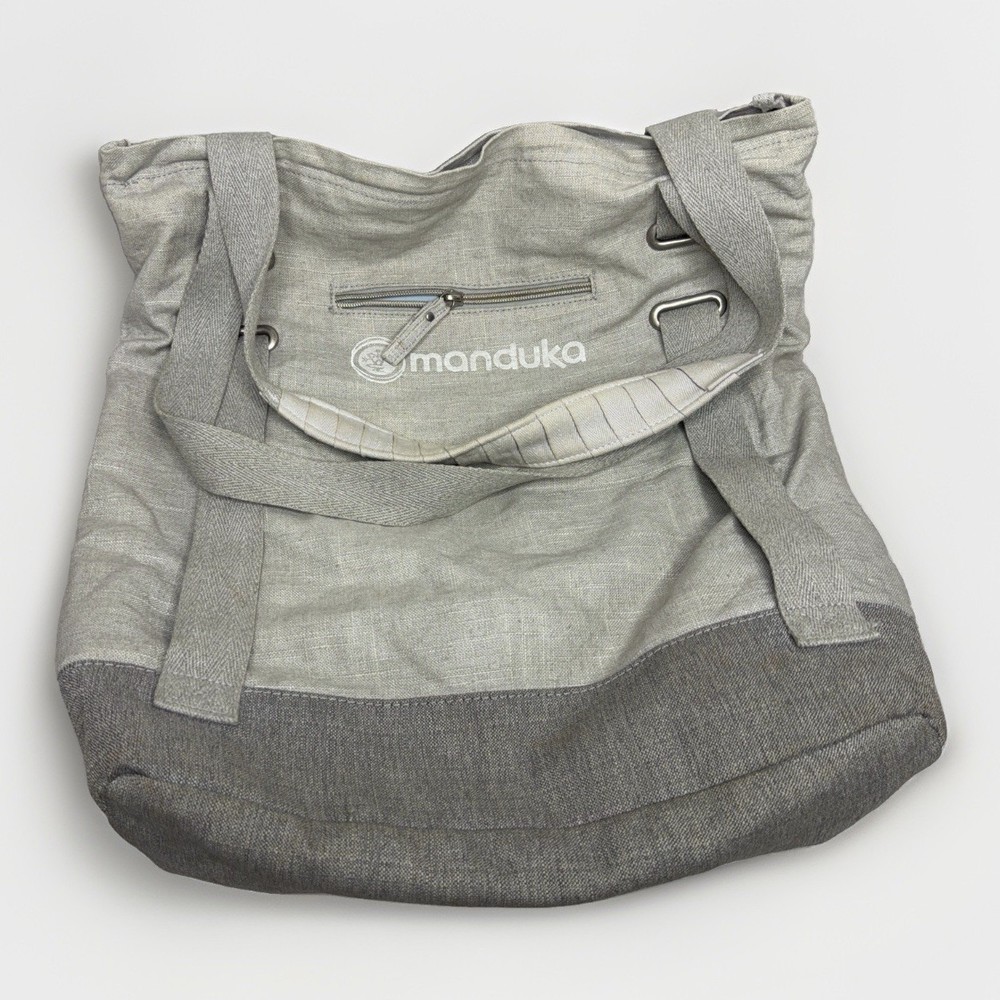 Manduka Yoga Mat Laptop Tote Canvas Bag Gray Shoulder Gym Travel Fitness Pilates