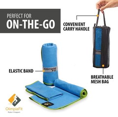 OlimpiaFit Quick Dry Towel – 3 Size Pack of Lightweight Microfiber Travel Tow…