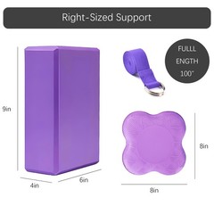 SAMTKA 2 Yoga Blocks Supportive Accessories including 2 Knee Pads, L, Purple