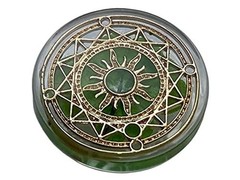 Real Four Leaf Clover Good Luck Pocket Token, Magic Circle of the Sun